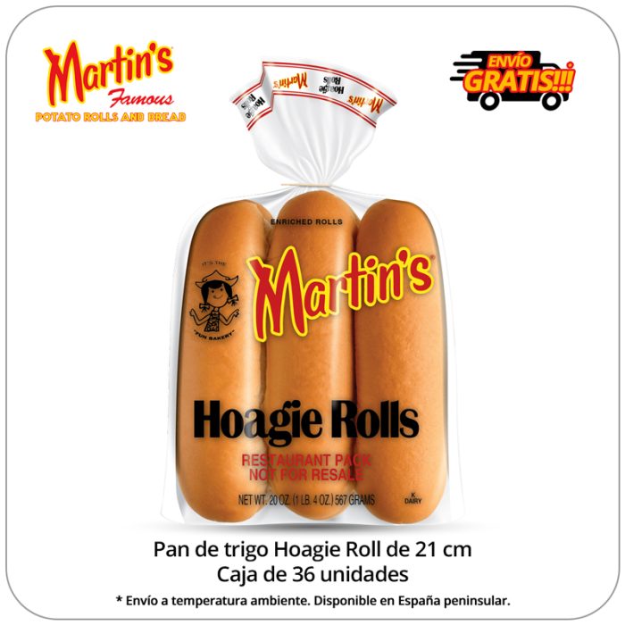 Pan de Trigo Hoagie Roll de 21 cm (36 unidades) - Envío Gratis - Martin's Famous Potato Rolls and Bread